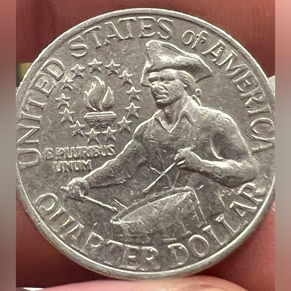 Rare 1976 bicentennial coin, no mint mark, DD error on obverse.